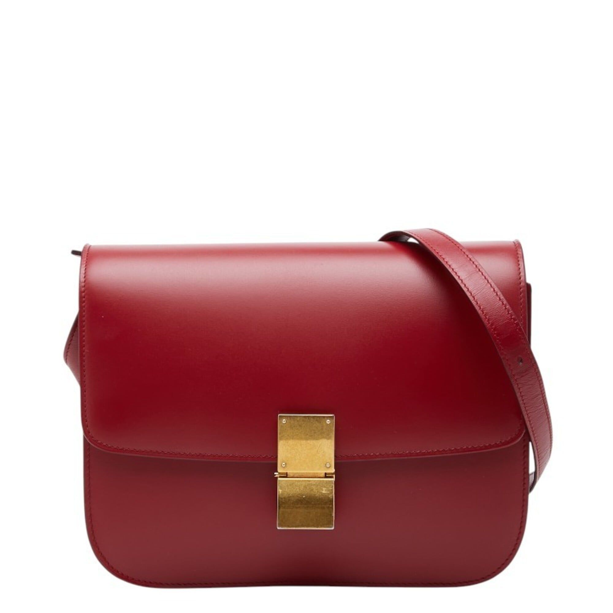 Celine Celine Classic Box Handbag, Crossbody Shoulder Bag, Red Leather, Women's CELINE Size ONE SIZE - 1 Thumbnail