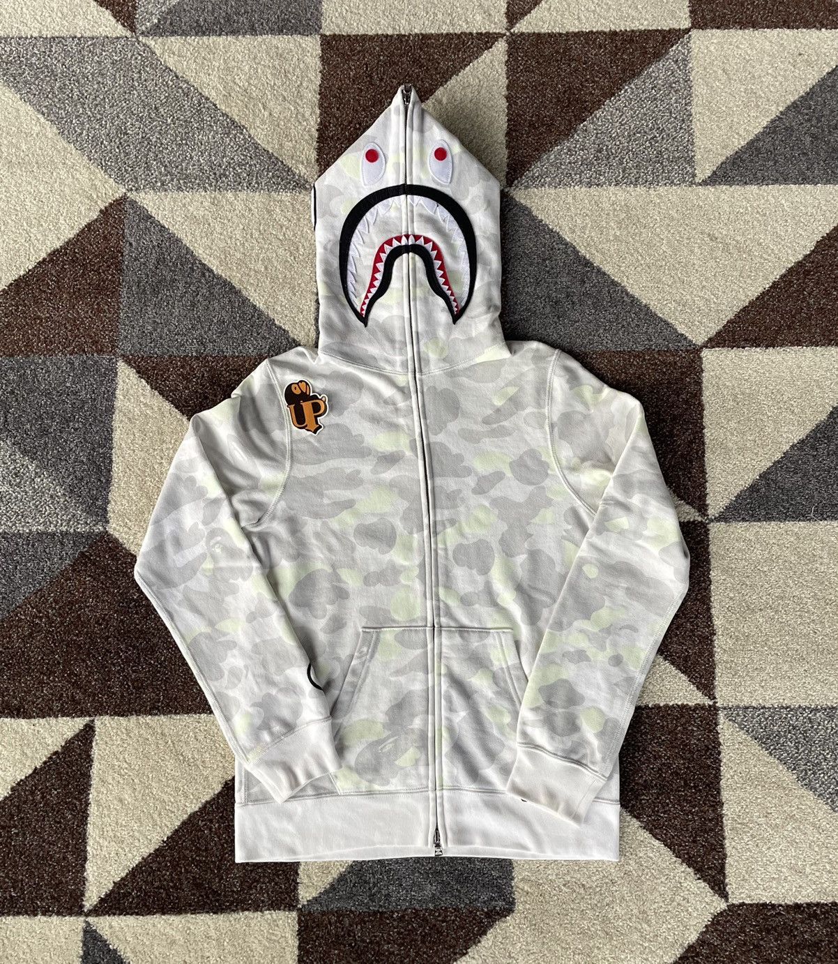 image of Bape Gitd City Camo Shark Fullzip Hoodie in White, Women's (Size XS)