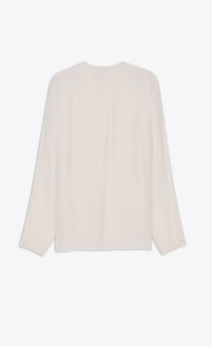 Saint Laurent Paris o1la1rc1a1225 754938 Blouse in Matte Shiny Striped Silk Size US XL / EU 56 / 4 - 2 Thumbnail