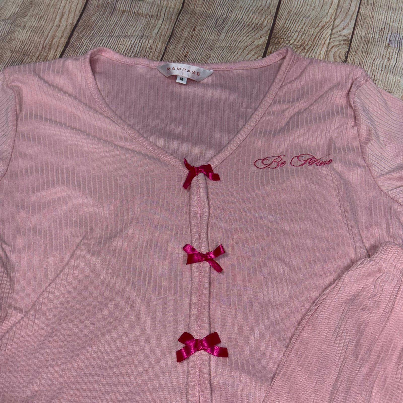 Other Rampage Women’s Medium Pink Pajama Set with Bow Accents Size ONE SIZE - 2 Thumbnail