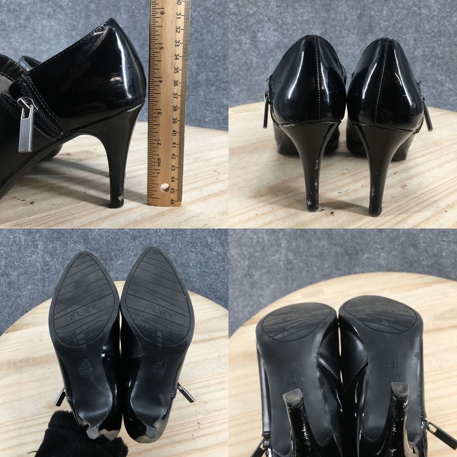 Vintage LifeStride Heels Womens 6.5 Velocity Pumps Stiletto Black Leather Zip Up Casual Size US 7 / IT 37 - 9 Thumbnail