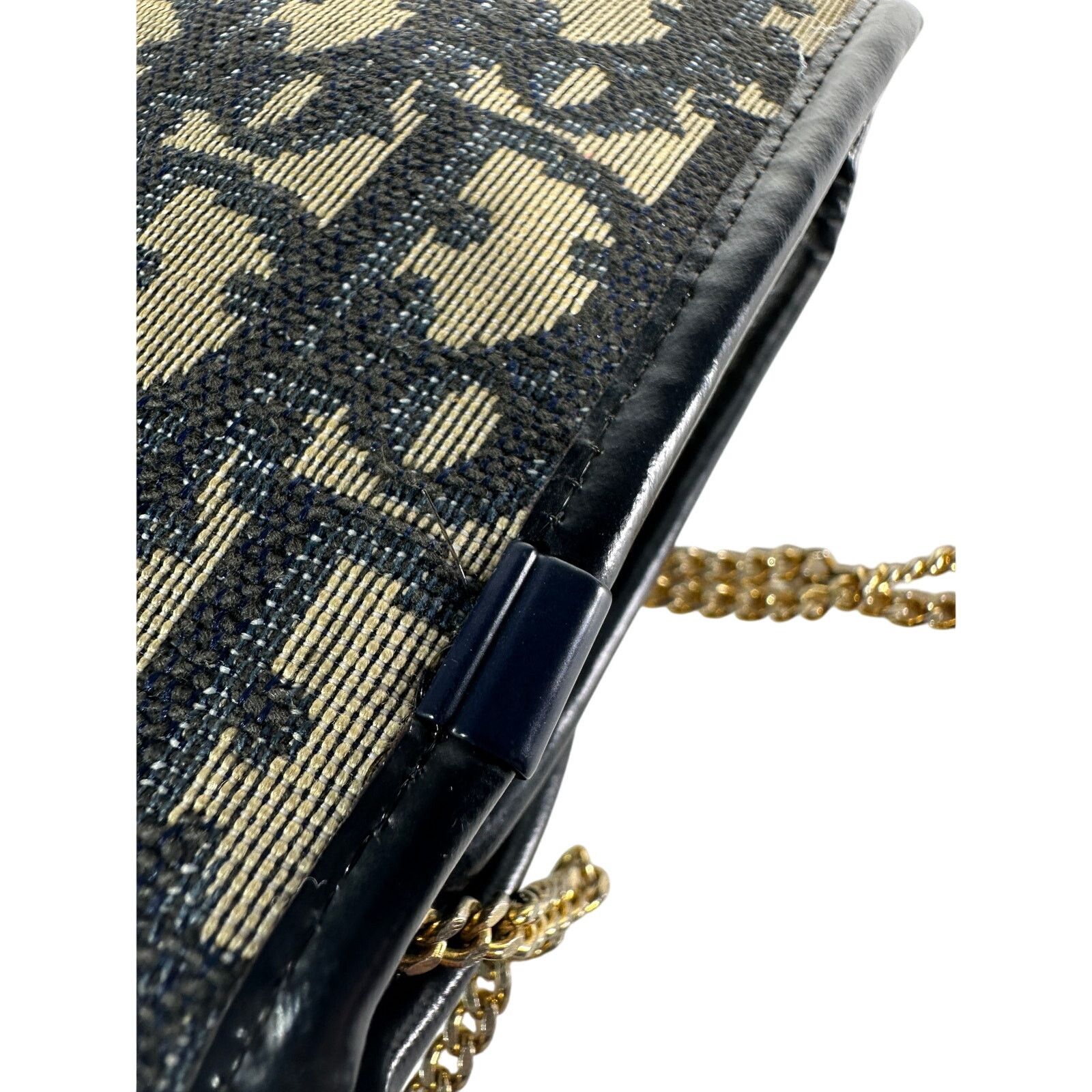 Dior CHRISTIAN DIOR VTG Trotter Canvas Mini Shoulder Bag Navy Size ONE SIZE - 14 Thumbnail