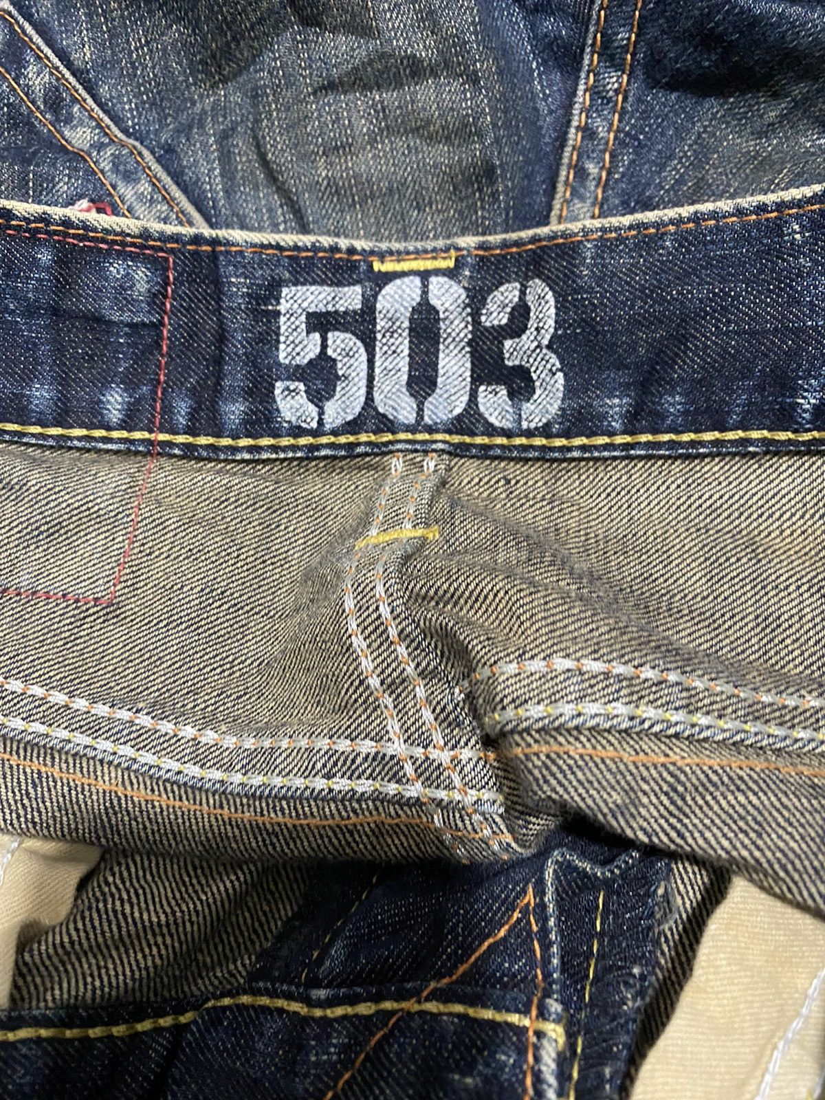 Japanese Brand 🔥Archieve🔥Vintage Edwin 503 Raw Blue Trip Rusty Flare Size US 30 / EU 46 - 6 Thumbnail