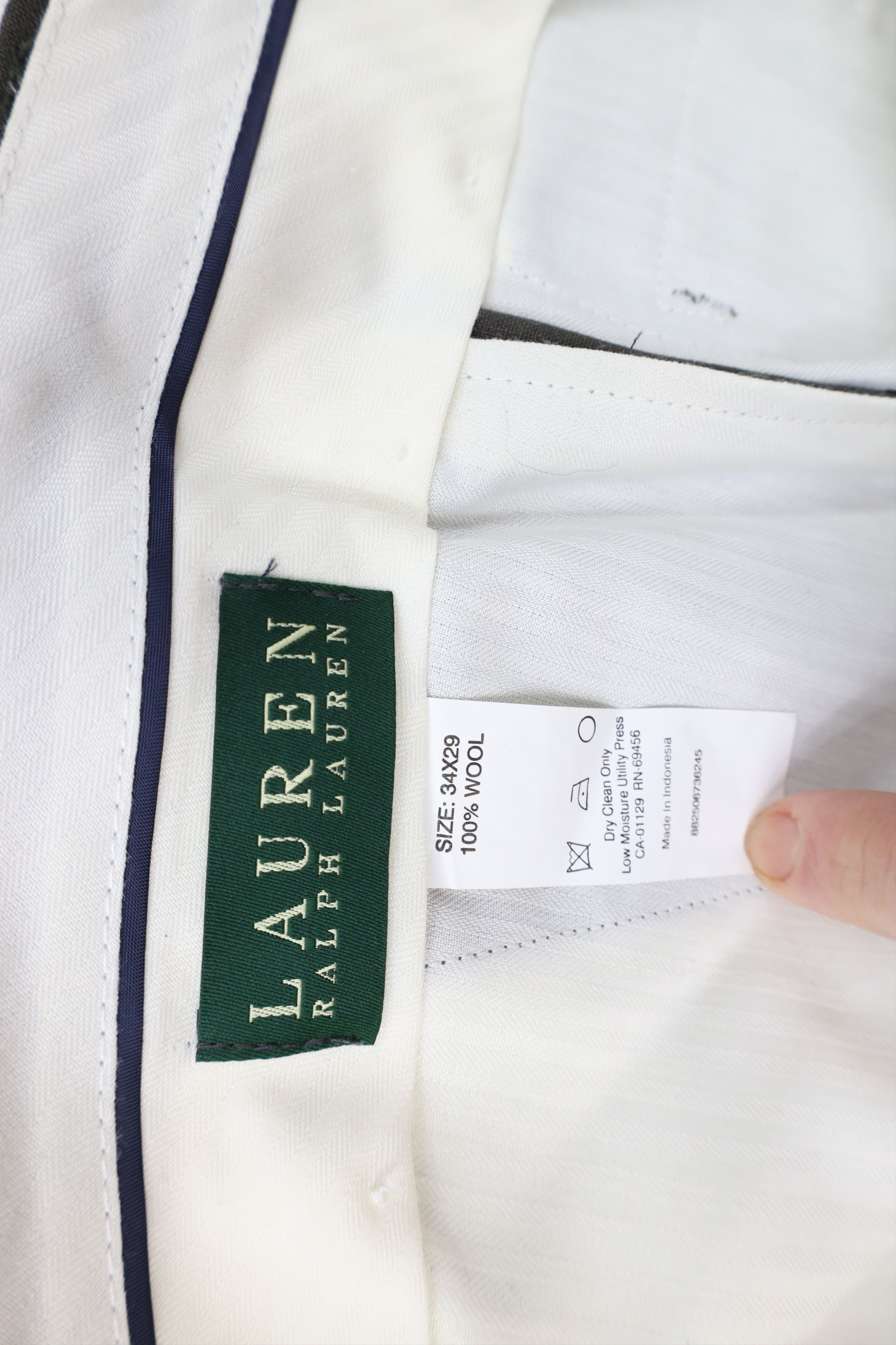 Ralph Lauren × Vintage Vintage 90s Ralph Lauren Cuffed Wide Leg Chino Pants Green Size US 34 / EU 50 - 7 Thumbnail
