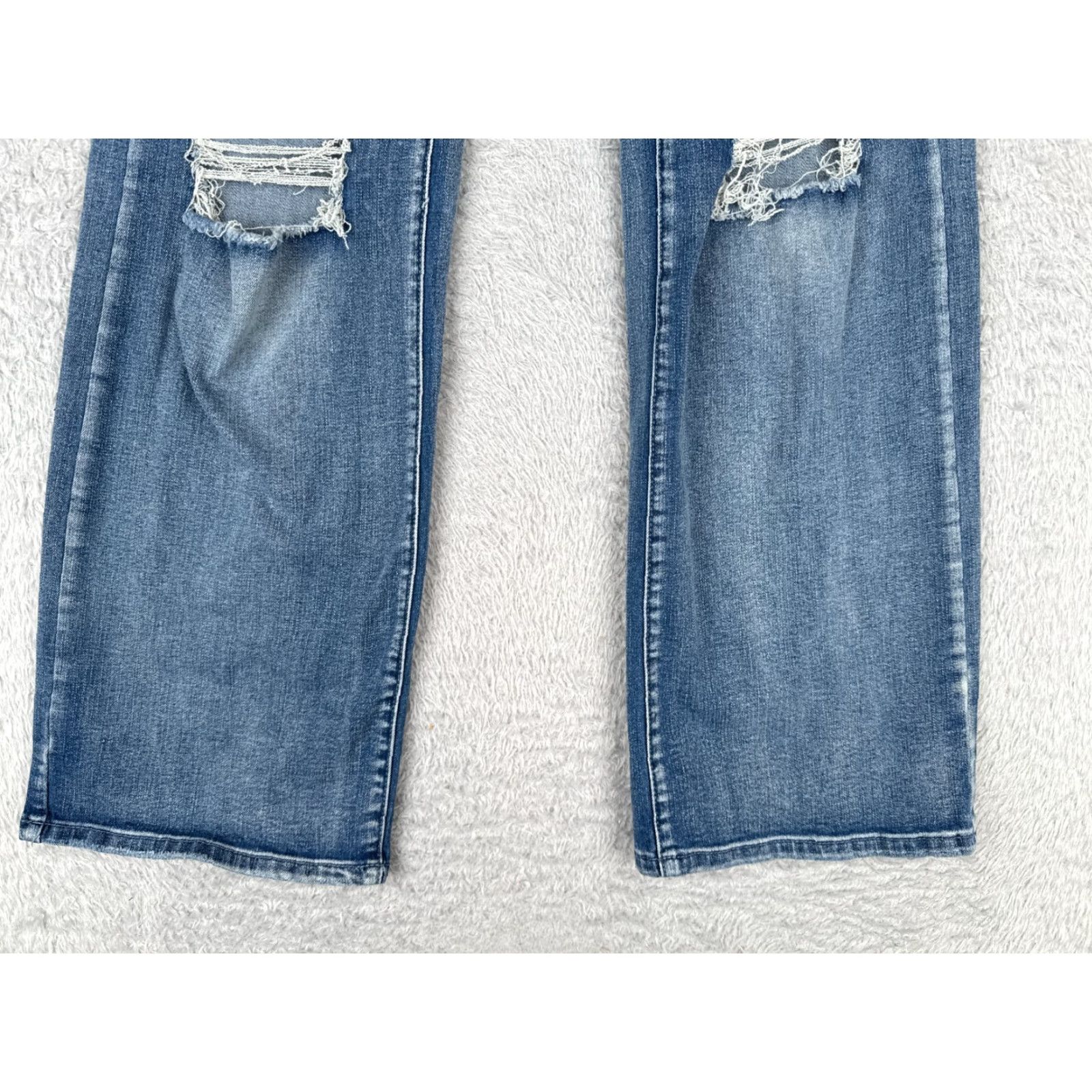 Vintage Womens Jeans Blue Denim Wide Leg Flared Distressed Mid Rise 27x28 Cotton Blend 6 Regular 5-Pocket Design Jeans Size 28" / US 6 / IT 42 - 2 Thumbnail
