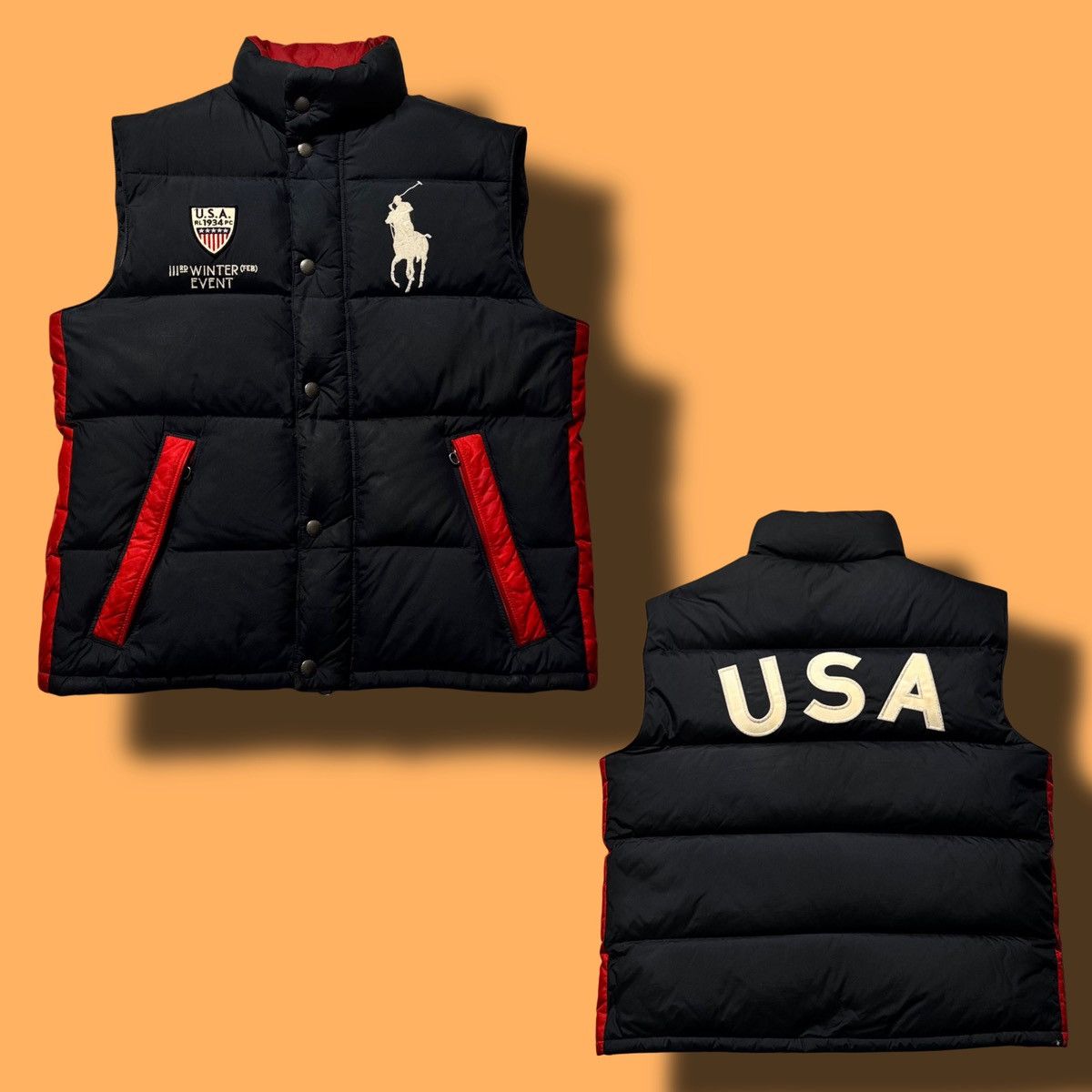Polo Ralph Lauren × Vintage 00s Ralph Lauren by Polo Oversize USA Down Vest Drill Y2K Size US M / EU 48-50 / 2 - 1 Thumbnail