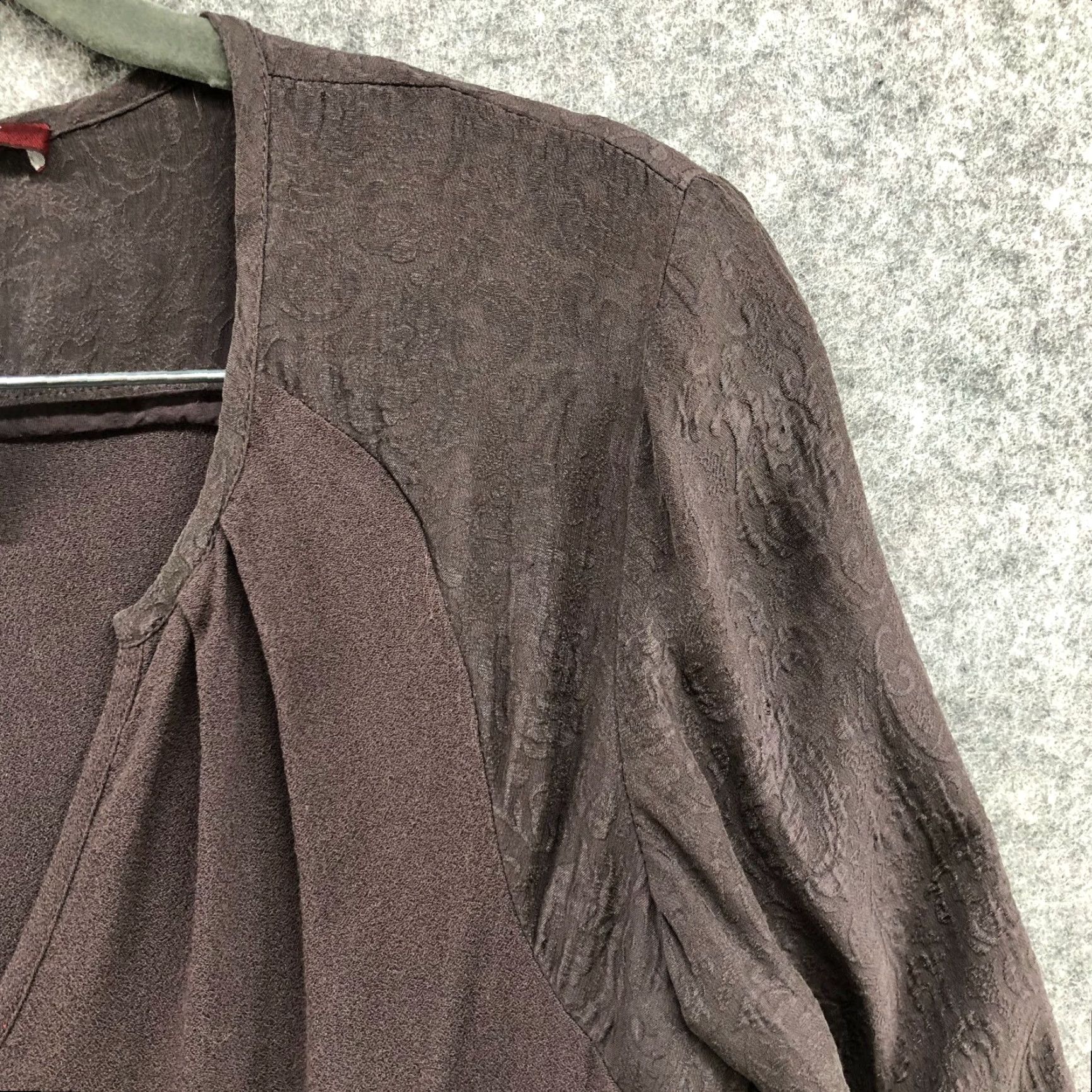 Vintage Comptoir des Cotonniers Brown Silk Blend Mini Dress Tunic A Line XS Dress Womens 3/4 Sleeve V-Neck Solid Spring Summer Size XS / US 0-2 / IT 36-38 - 6 Thumbnail