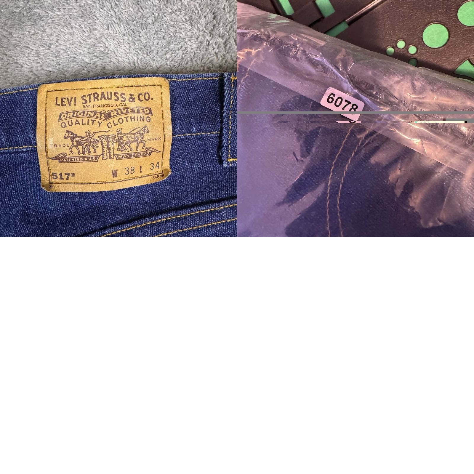 VINTAGE Levi\'s 517 Jeans Men 38x34 USA Made 1998 Dark Blue Bootcut 5-Pocket Denim USA Mens Jeans