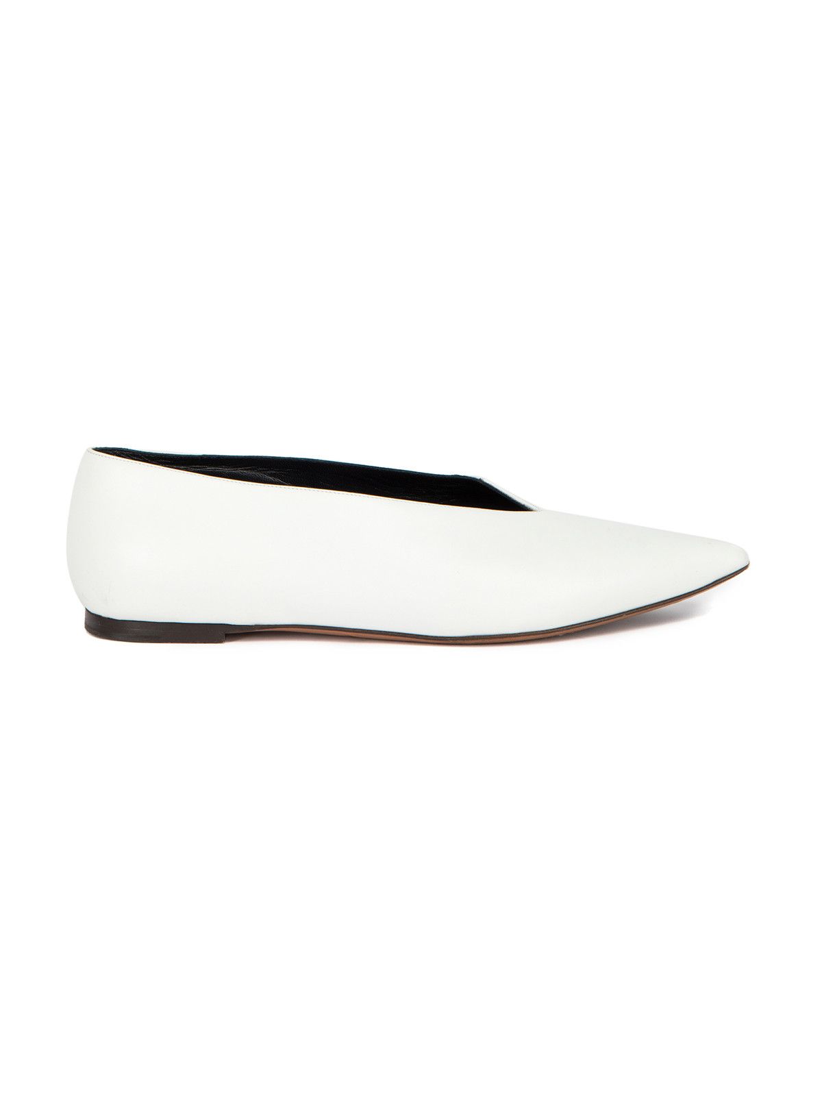 image of Celine White Pointed Toe Flats, Women's (Size 5)