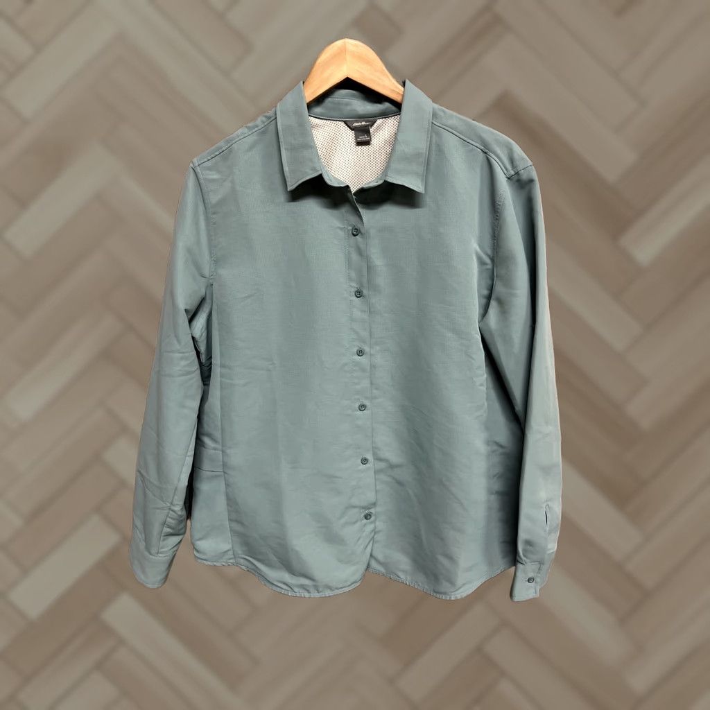 Eddie Bauer Eddie Bauer Shirt Womens L Green Roll Tab Sleeve Button Up Shirt Vented Active Size L / US 10 / IT 46 - 1 Thumbnail