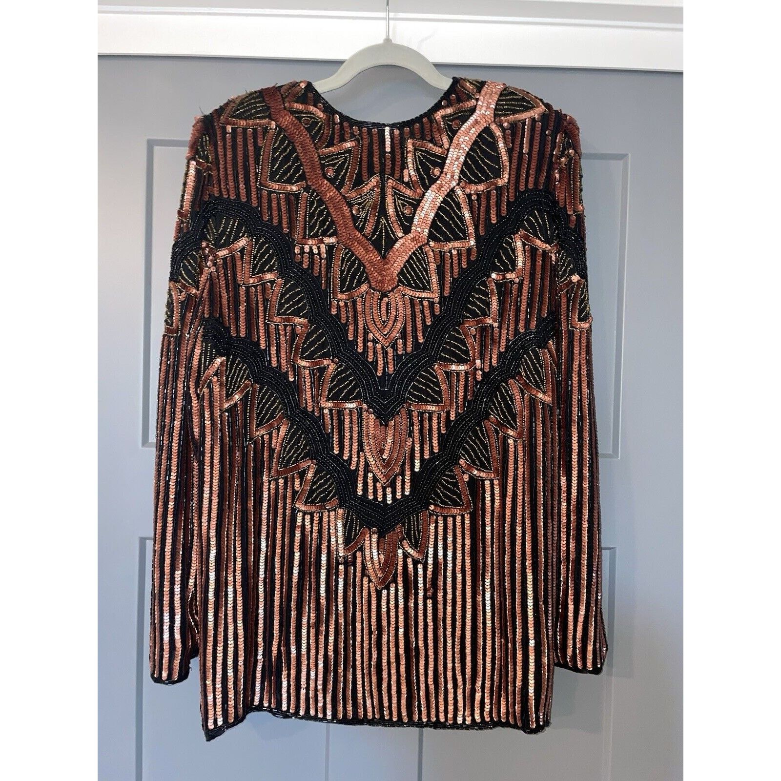 Vintage Vintage 1980's Black & Bronze Sequin Bolero Jacket Cape 1X Size XL / US 12-14 / IT 48-50 - 5 Thumbnail