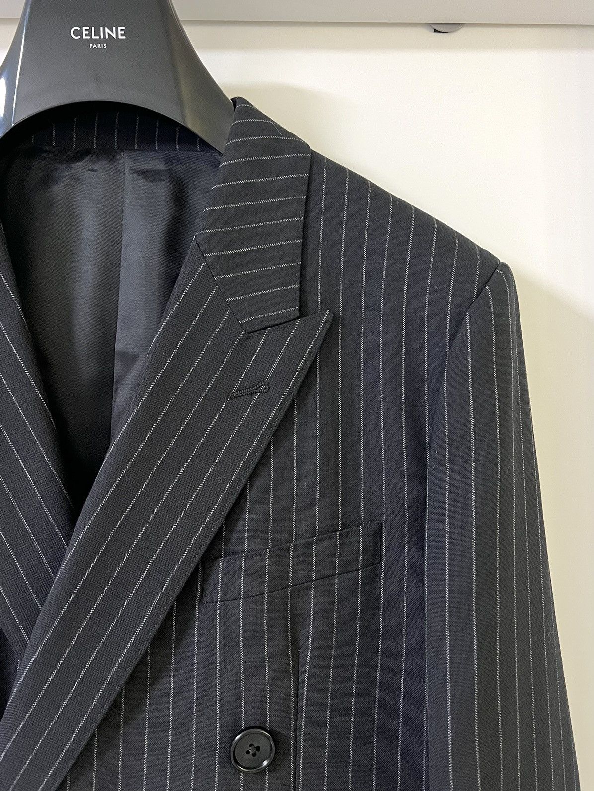 Hedi Slimane × Saint Laurent Paris SS21 Double Breasted Striped Rectangle Jacket sz46 Size 46S - 2 Thumbnail