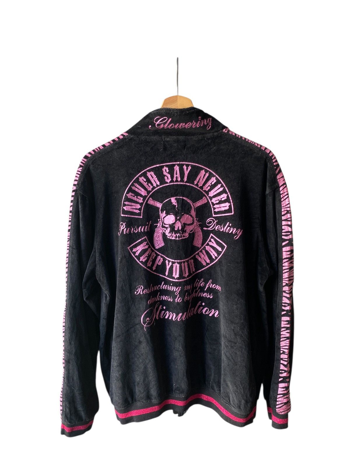 Japanese Brand Dia Star Y2K Design Skull Velvet Zipper Jacket Size US L / EU 52-54 / 3 - 1 Thumbnail