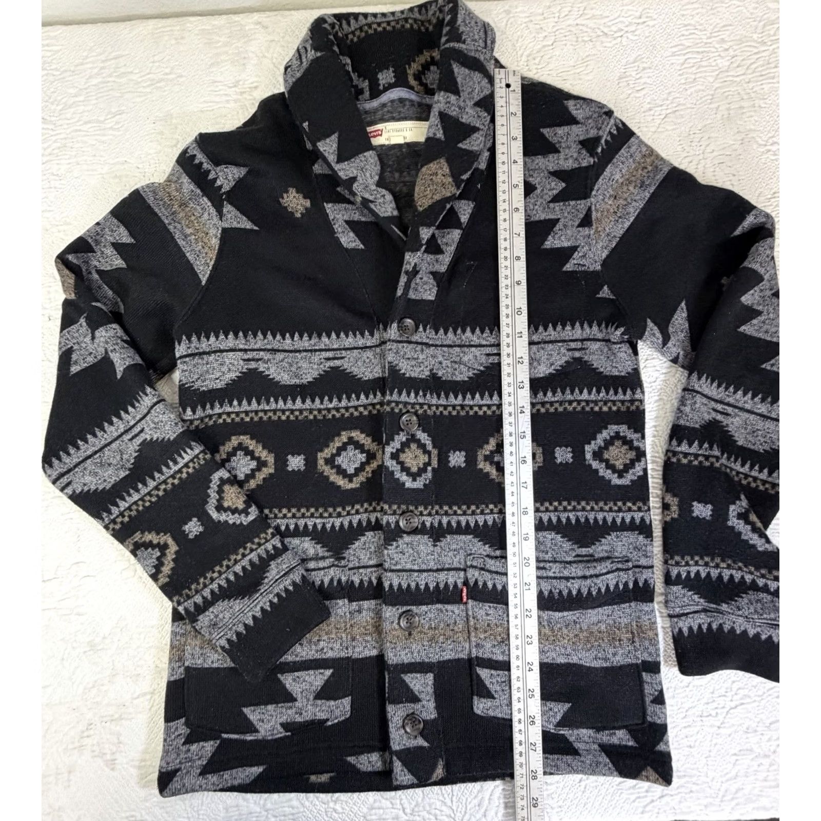 Levi's Levi'S Black Gray Aztec Cardigan Sweater Mens S Size US S / EU 44-46 / 1 - 3 Thumbnail