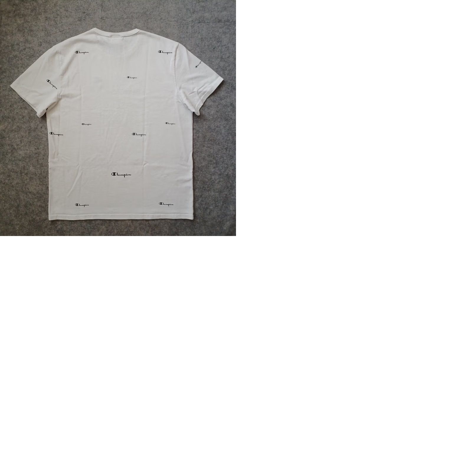 Champion VINTAGE Champion Shirt Mens Large White Blue Embroidered Logo AOP 100% Cotton Size US L / EU 52-54 / 3 - 9 Thumbnail