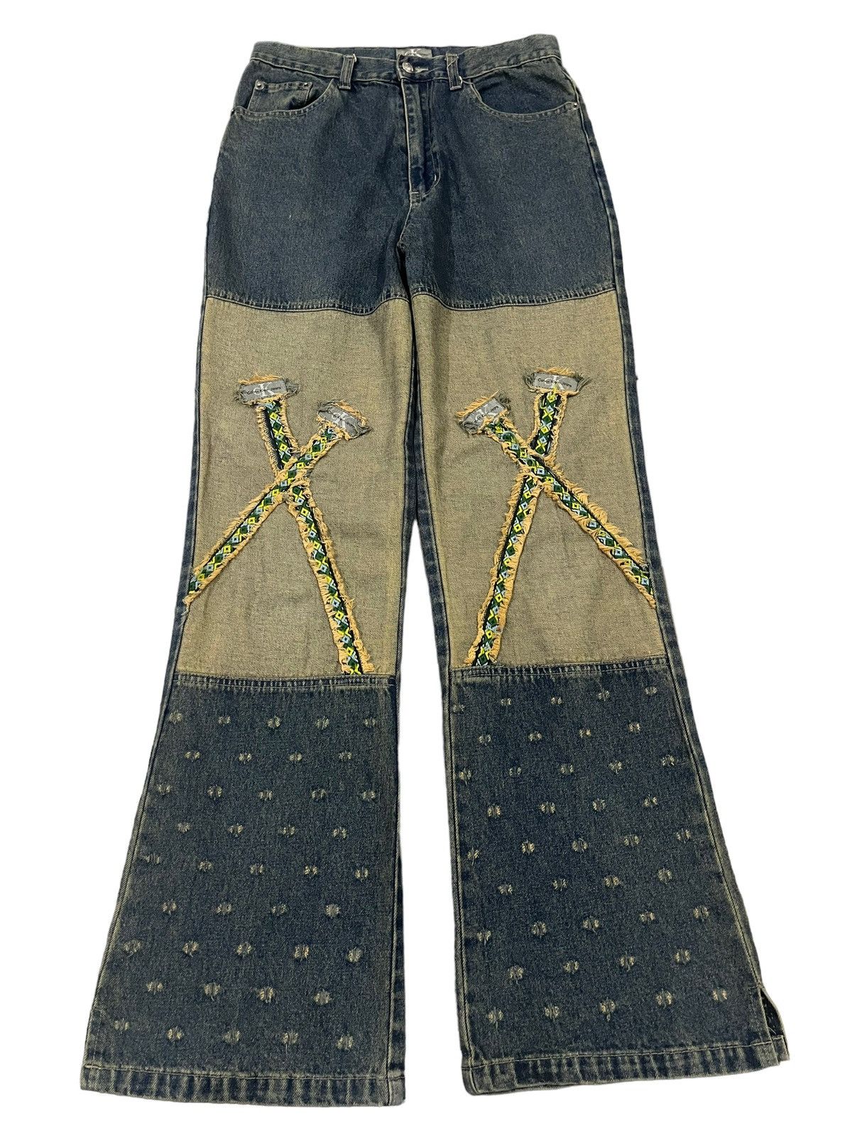 Calvin Klein Vintage CK Calvin Klein Patch Style Distress Flare Jeans Size US 28 / EU 44 - 1 Thumbnail