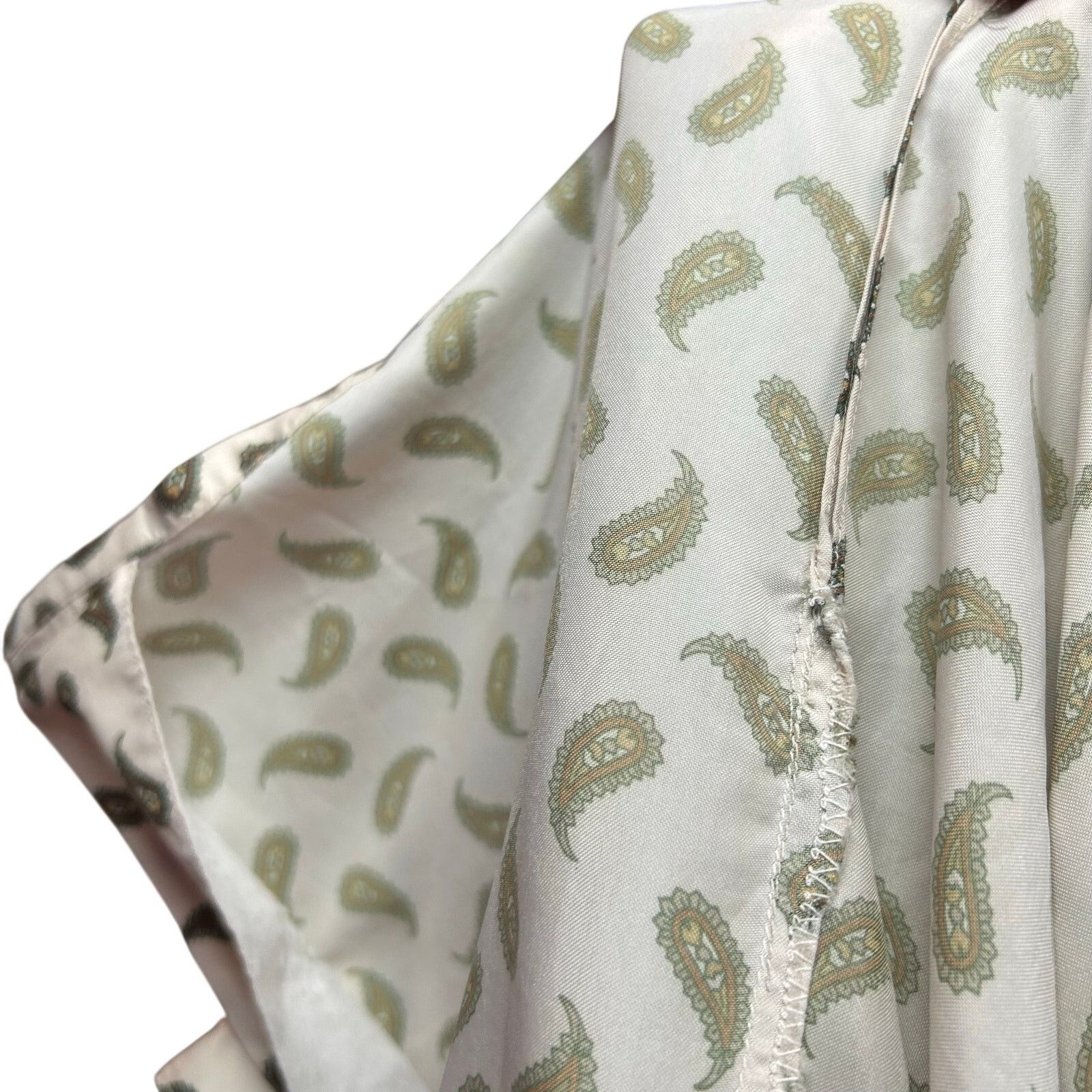 Handmade VTG 90s White Green Paisley Top Cloth Button Whimsigoth Boho Size M / US 6-8 / IT 42-44 - 22 Thumbnail