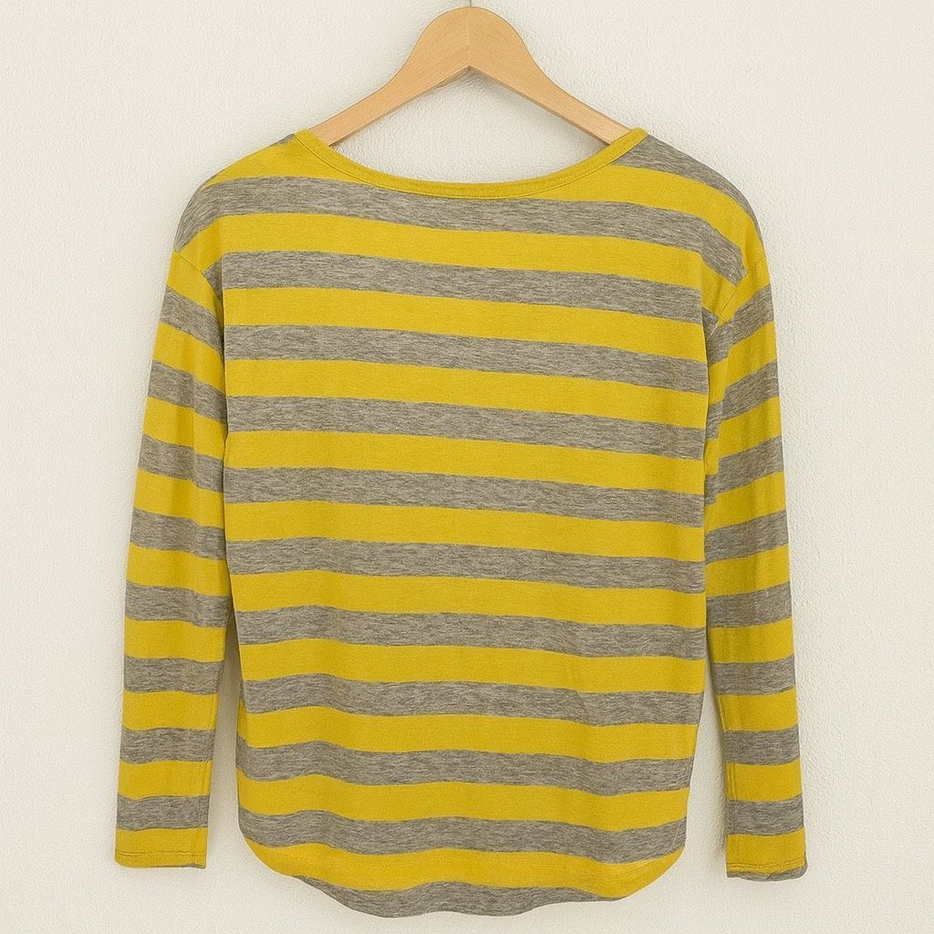 Gap GAP Women’s Size S Yellow Gray Striped Henley Long Sleeve To Size S / US 4 / IT 40 - 3 Thumbnail