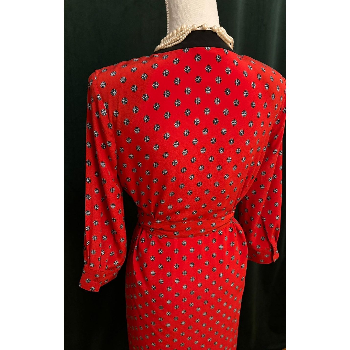L'AGENCE L'Agence Silk Wrap Dress Red Navy Pattern Small Size S / US 4 / IT 40 - 5 Thumbnail