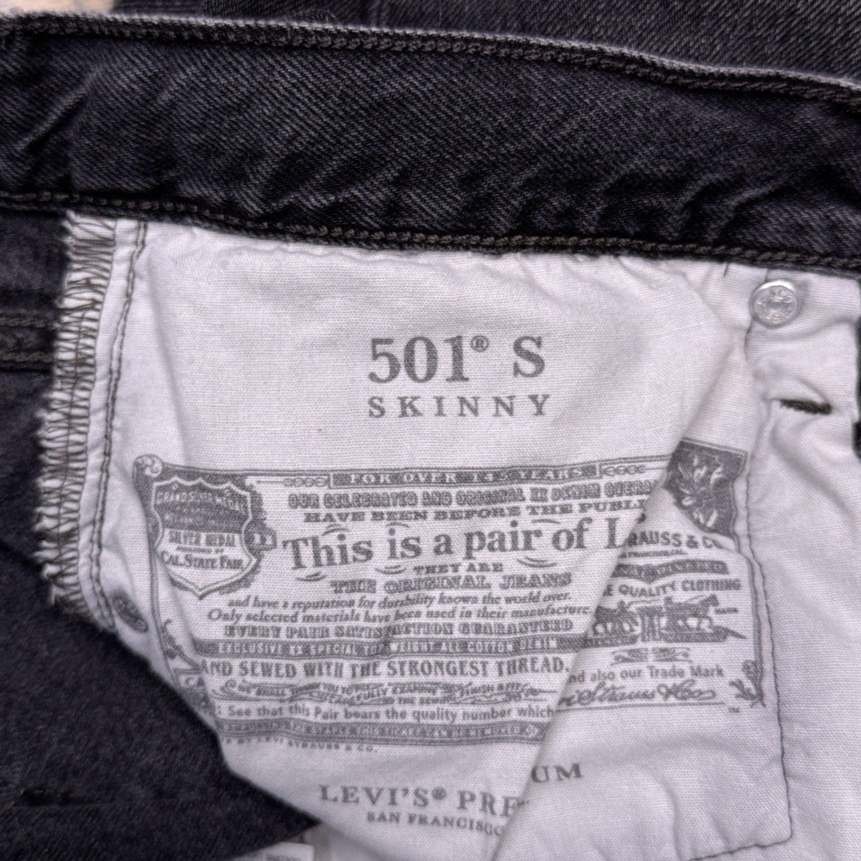 Levi's Levi's 501 Jeans Women High Rise Skinny 26x28 Black Denim 5-Pocket Distressed Slim Vintage 90s Shirts? Size 26" / US 2 / IT 38 - 6 Thumbnail