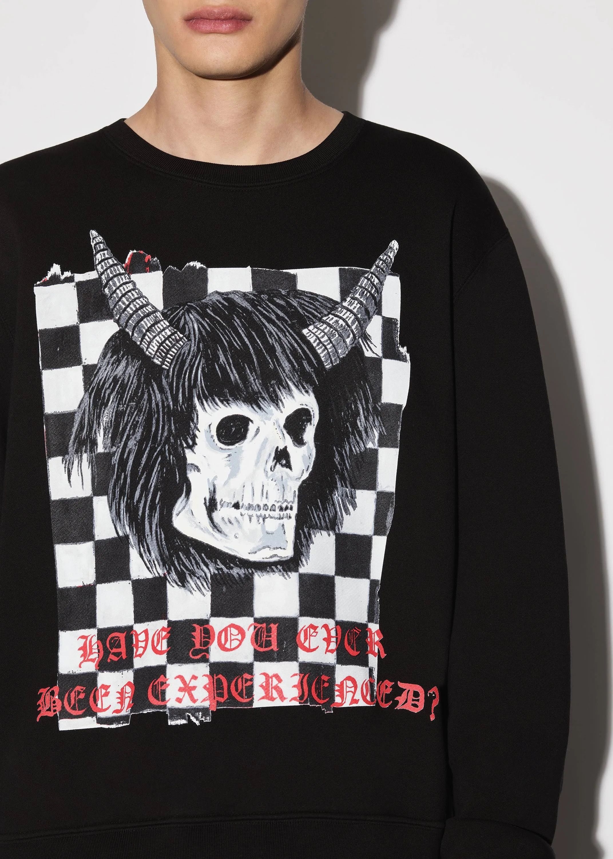 Amiri × Wes Lang o1w1db10125 Checker Skull Crewneck Sweater in Black/White Size US S / EU 44-46 / 1 - 4 Thumbnail