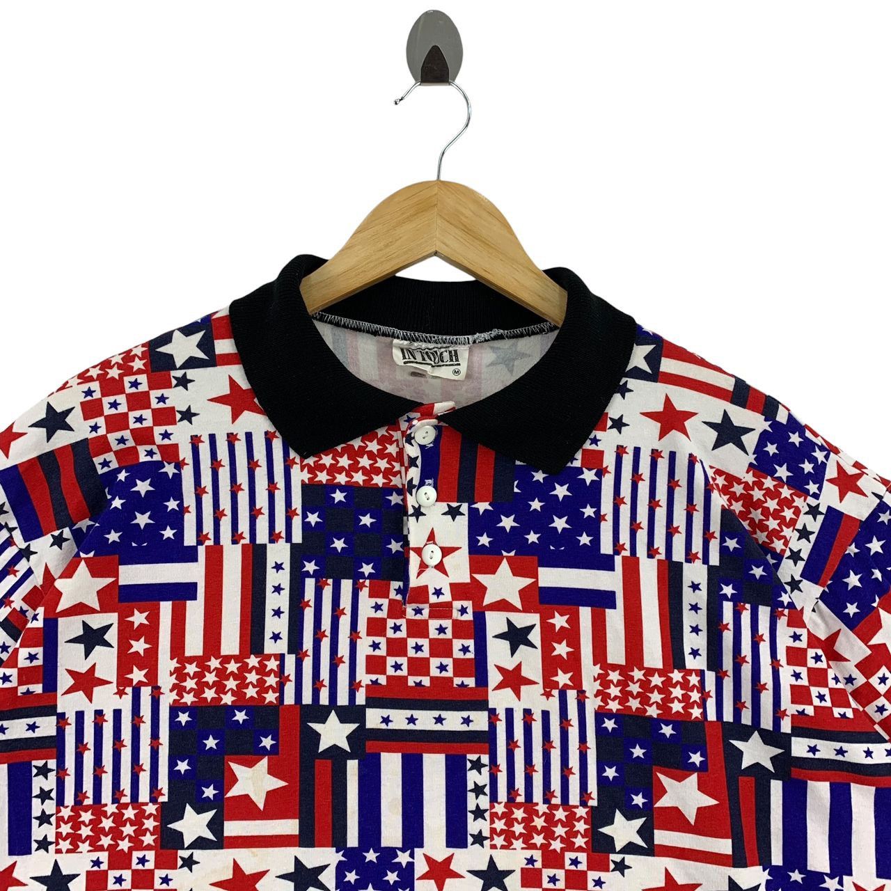 Vintage Vintage IN TOUCH USA Full print star polo tee Size US M / EU 48-50 / 2 - 2 Thumbnail