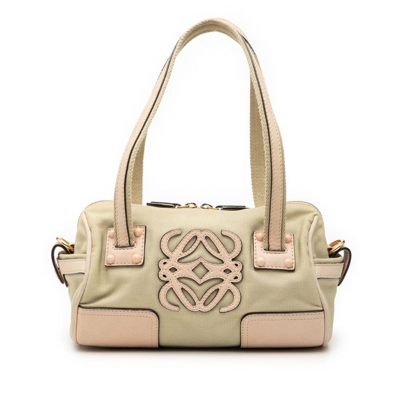 Loewe Loewe Anagram Canvas Leather Handbag Textile Handbag Duty Free For Usa in Beige, Women's