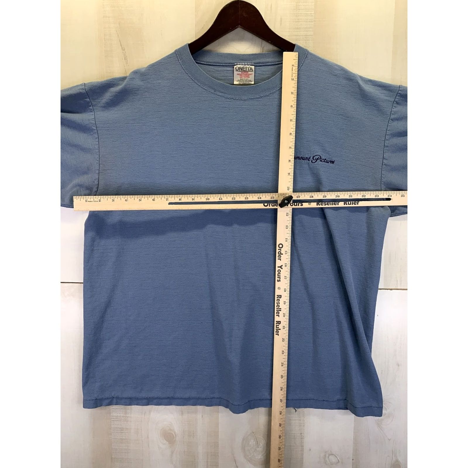 Vintage VINTAGE Paramount Pictures Single Stitch Embroidered Mens T Shirt XL USA Made Onetia Cotton Blue 1990s Size US XL / EU 56 / 4 - 2 Thumbnail