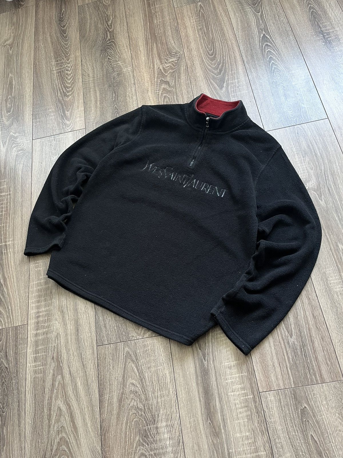 Saint Laurent Paris 🔥RARE🔥 YSL Vintage 1/3 zip big logo fleece sweatshirt Size US XL / EU 56 / 4 - 3 Thumbnail
