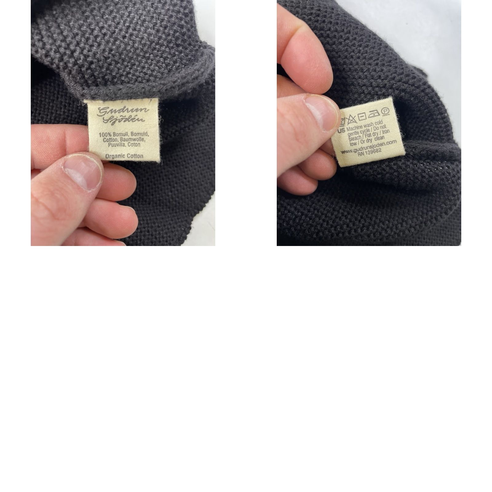 Vintage Gudrun Sjoden Womens Sweater Pullover Knit Cotton Crochet Black S Small Knitwear Jumper Long Sleeve Women Size S / US 4 / IT 40 - 8 Thumbnail