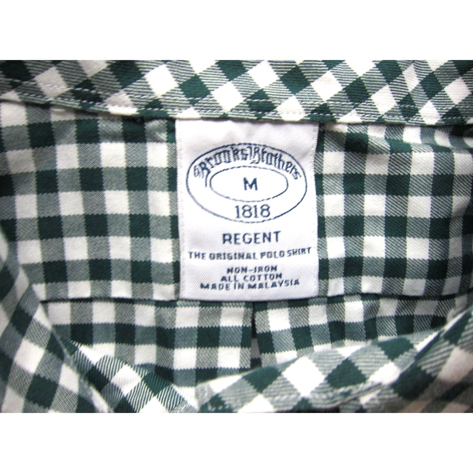 Brooks Brothers VINTAGE Brooks Brothers Regent Polo Shirt M Forest Green White Plaid Button Long Sleeve Shirt Mens Size US M / EU 48-50 / 2 - 4 Thumbnail