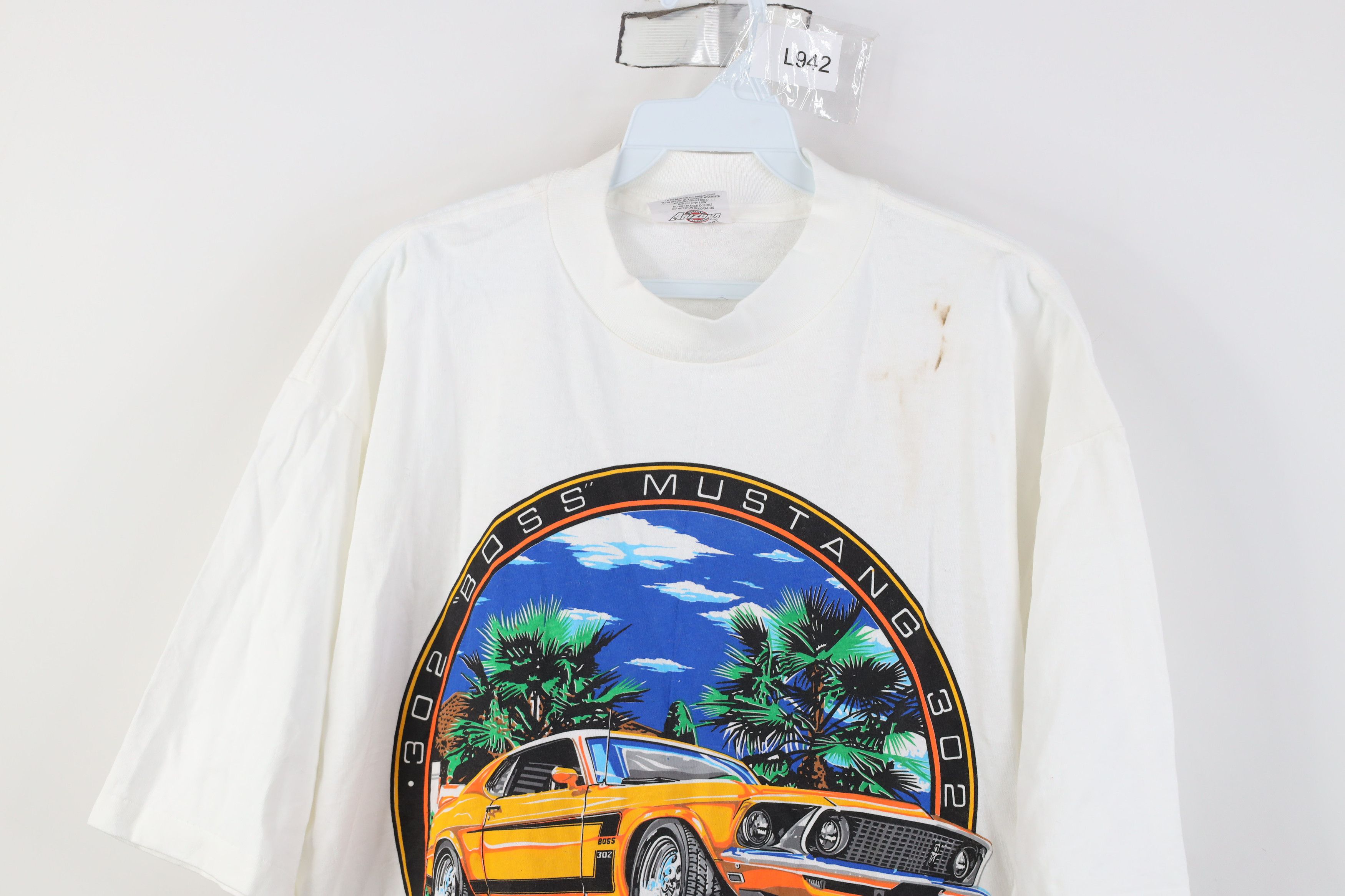 Vintage Vintage 90s Streetwear 302 Boss Mustang Muscle Car T-Shirt Size US XL / EU 56 / 4 - 2 Thumbnail