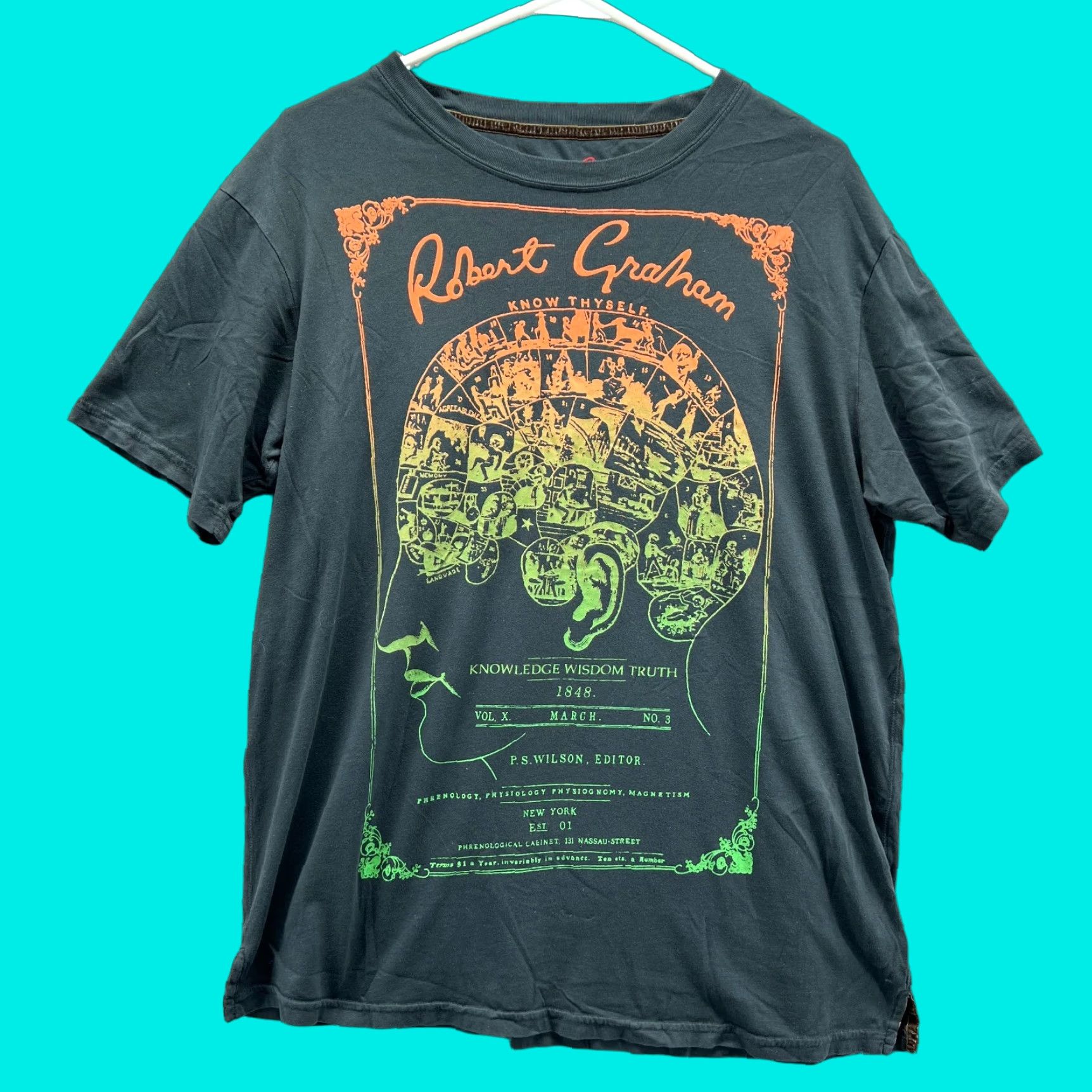 Robert Graham Robert Graham Shirt Men L Gray Crewneck Brain Print Tee Short Sleeve T-Shirt Casual Logo All Seasons Vintage No Size US L / EU 52-54 / 3 - 1 Thumbnail