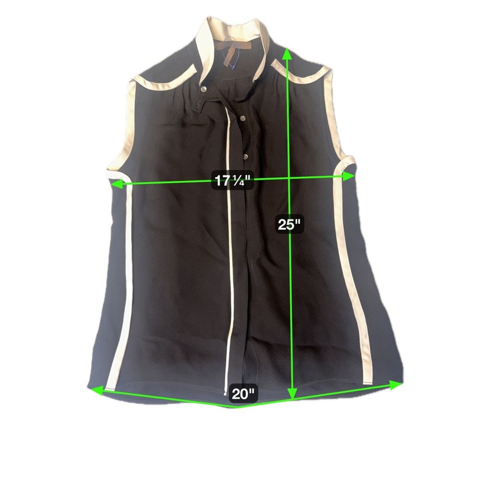 Halston Heritage Halston Heritage Black Silk Sleeveless Blouse w/ Contrast Size S / US 4 / IT 40 - 2 Thumbnail