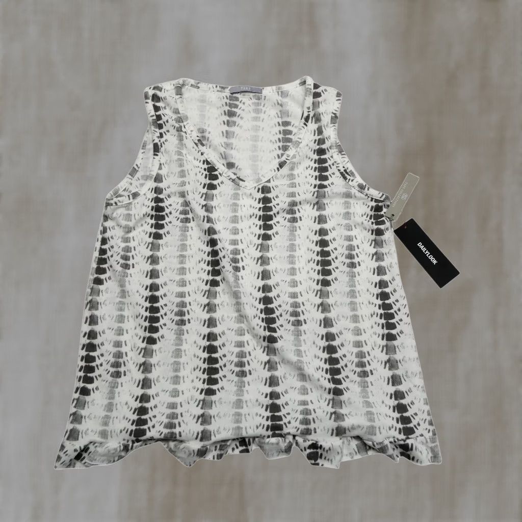 Tart Collections Tank Top Womens Large Gray White Tie Dye Stretch Sleeveless, Women's