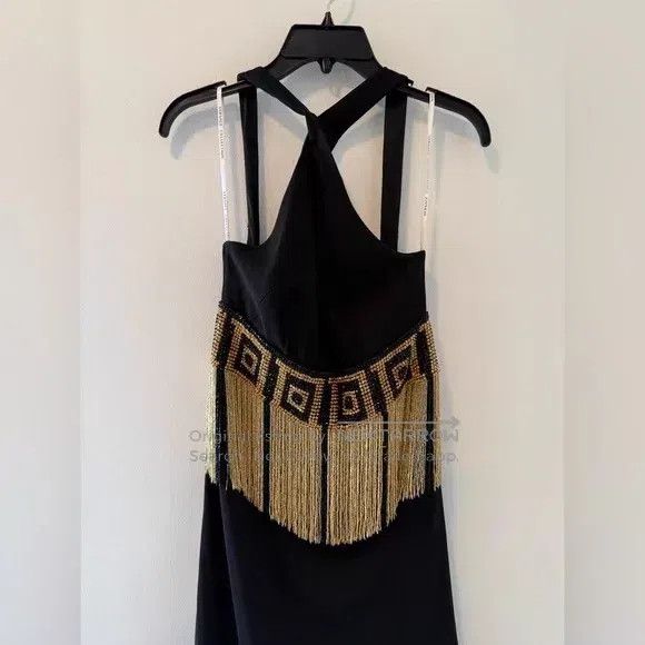Versace Versace Black Greek back fringed halterneck dress Size S / US 4 / IT 40 - 2 Thumbnail