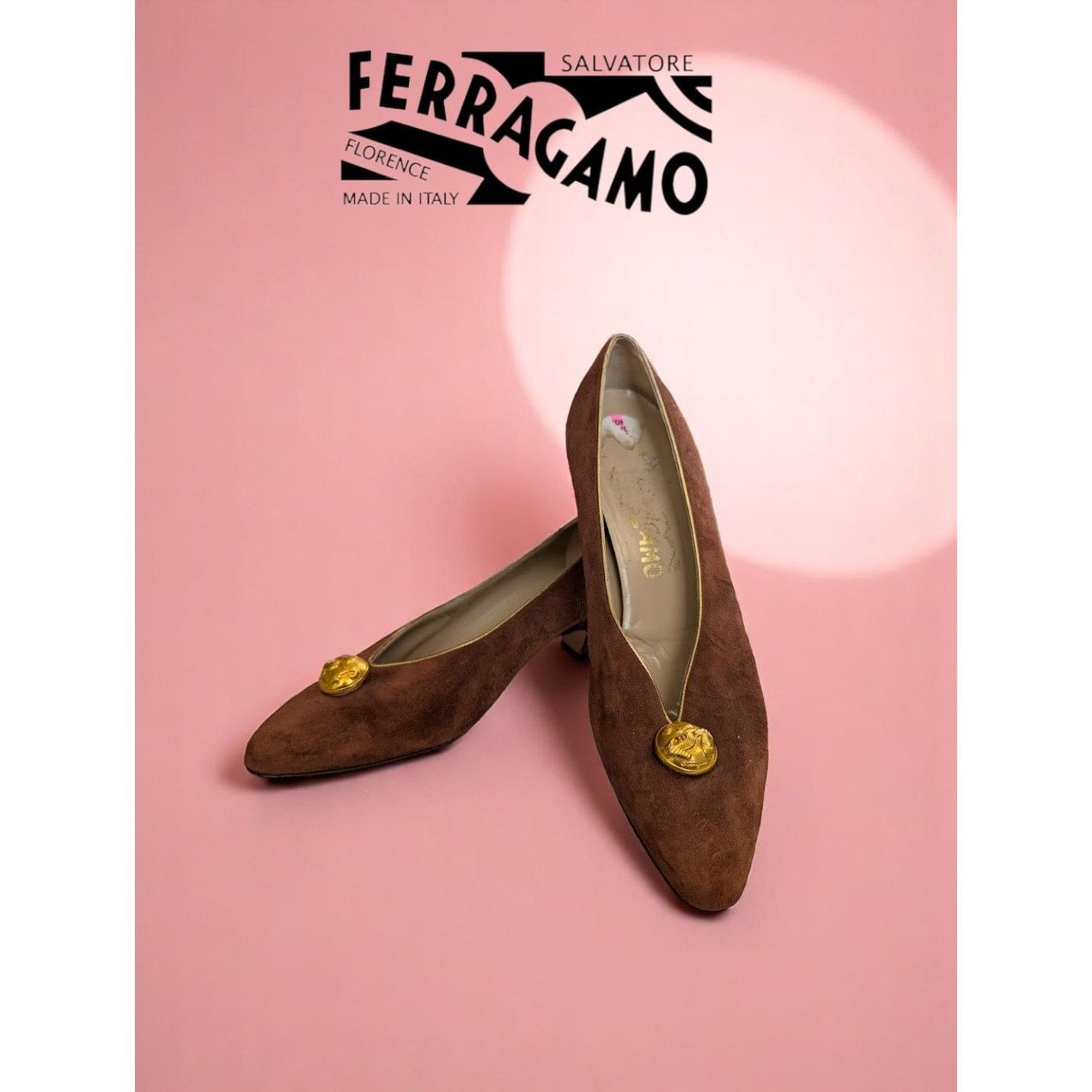 Salvatore Ferragamo Salvatore Ferragamo Brown Suede Medallion Flats – Size 7 GUC Size US 7 / IT 37 - 2 Thumbnail