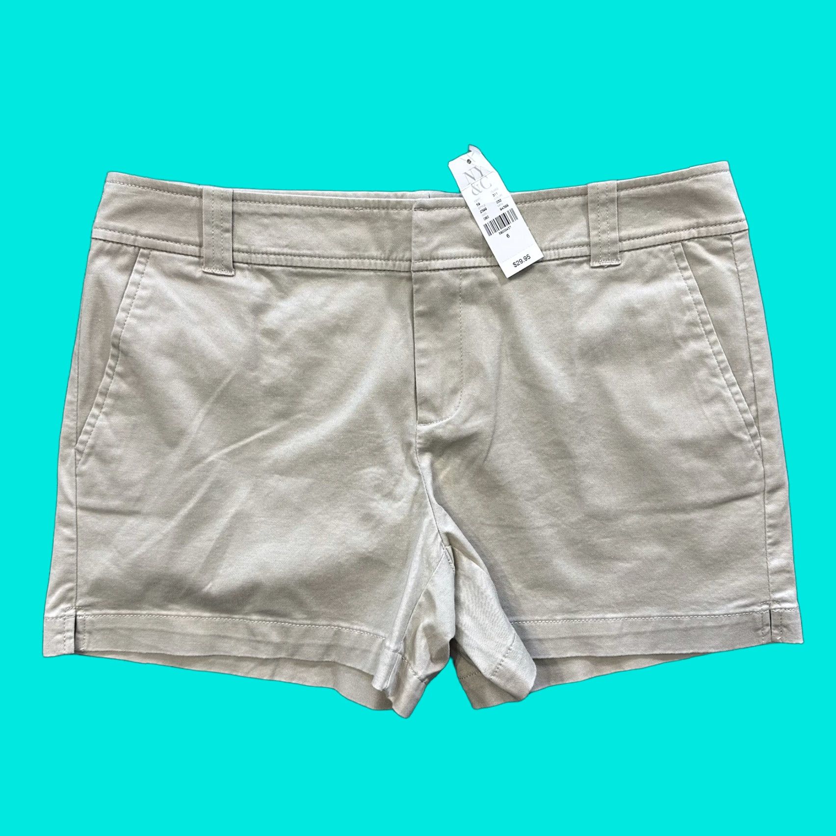 Vintage New York & Company Short Chino Beige 6 Mid Rise 4” Stretch Women's Regular Pocket 5-Pocket Design Beige Cotton Spandex Casual 90s? Size 28" / US 6 / IT 42 - 1 Thumbnail