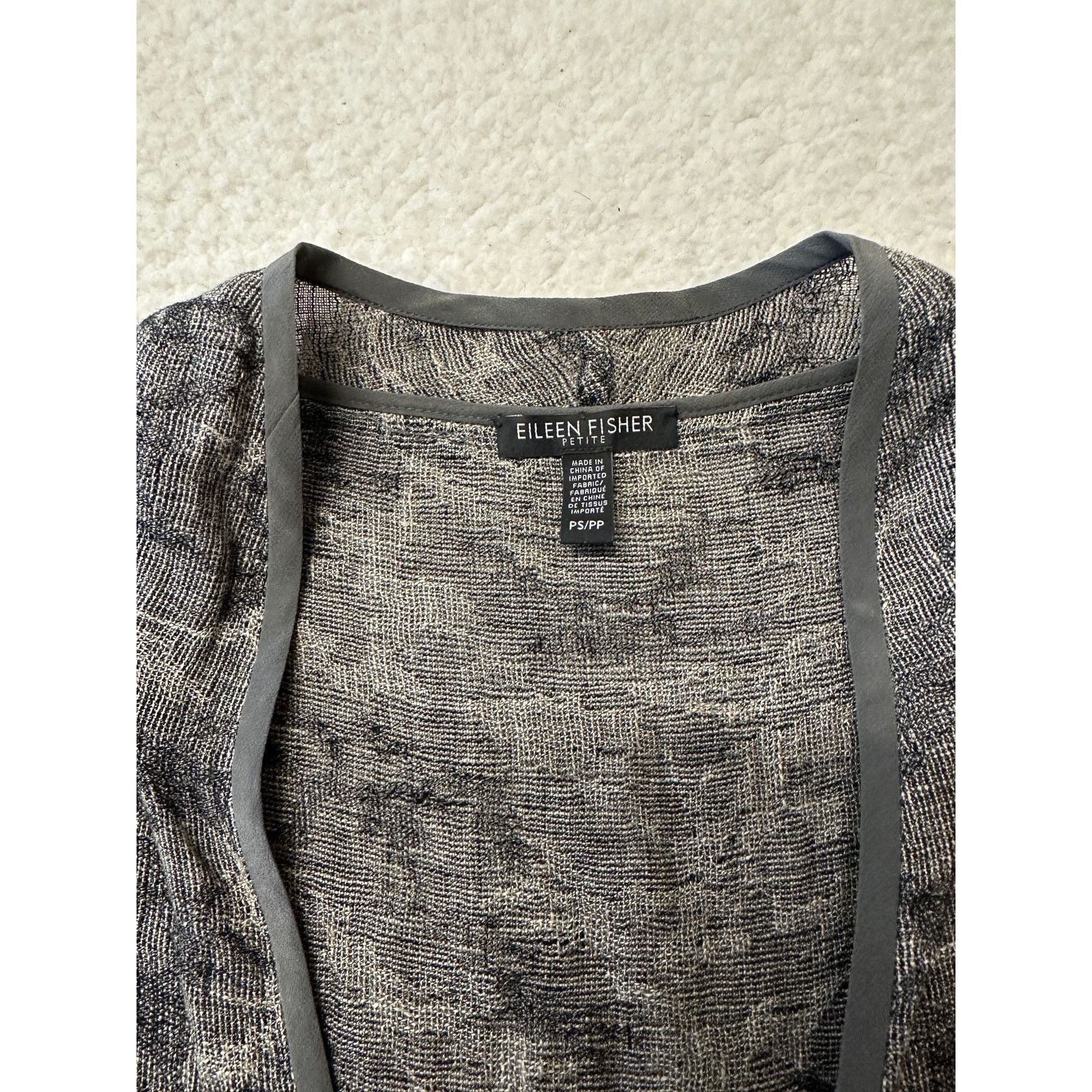 Eileen Fisher Eileen Fisher Tie Front Gauze Jaquard Jacket Small Petite Size S / US 4 / IT 40 - 3 Thumbnail