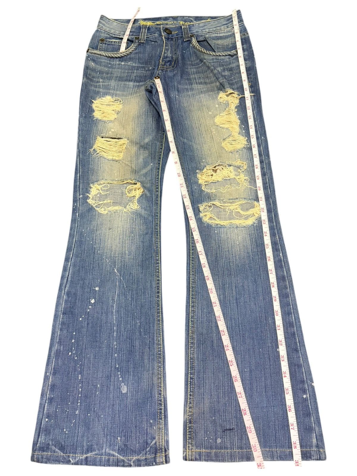 Hysteric Glamour Vintage Japanese Brand Rusty Wash Distress Flare Jeans Size 28" / US 6 / IT 42 - 7 Thumbnail