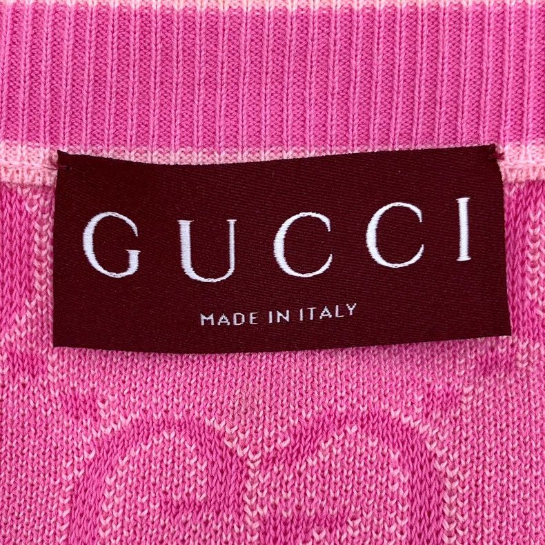 Gucci Gucci 24 pink logo jacquad full printed cotton round neck Size S / US 4 / IT 40 - 5 Thumbnail