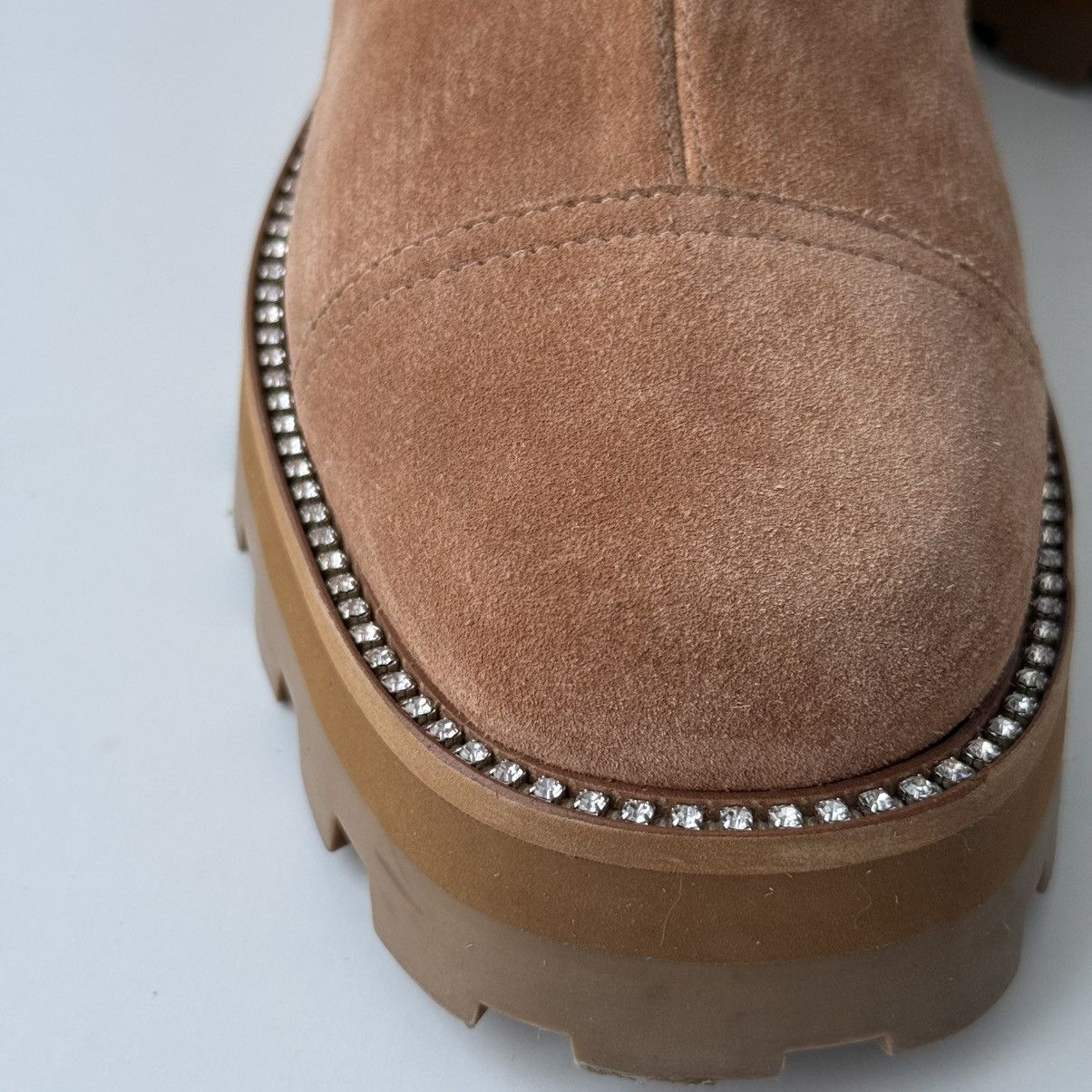 Jimmy Choo Jimmy Choo Suede Boots Caramel Crystal Platform Chelsea Size US 11 / IT 41 - 8 Thumbnail