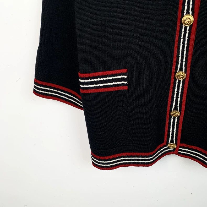 Gucci Gucci Black striped gold buckle mulberry silk knitted card Size XS / US 0-2 / IT 36-38 - 9 Thumbnail
