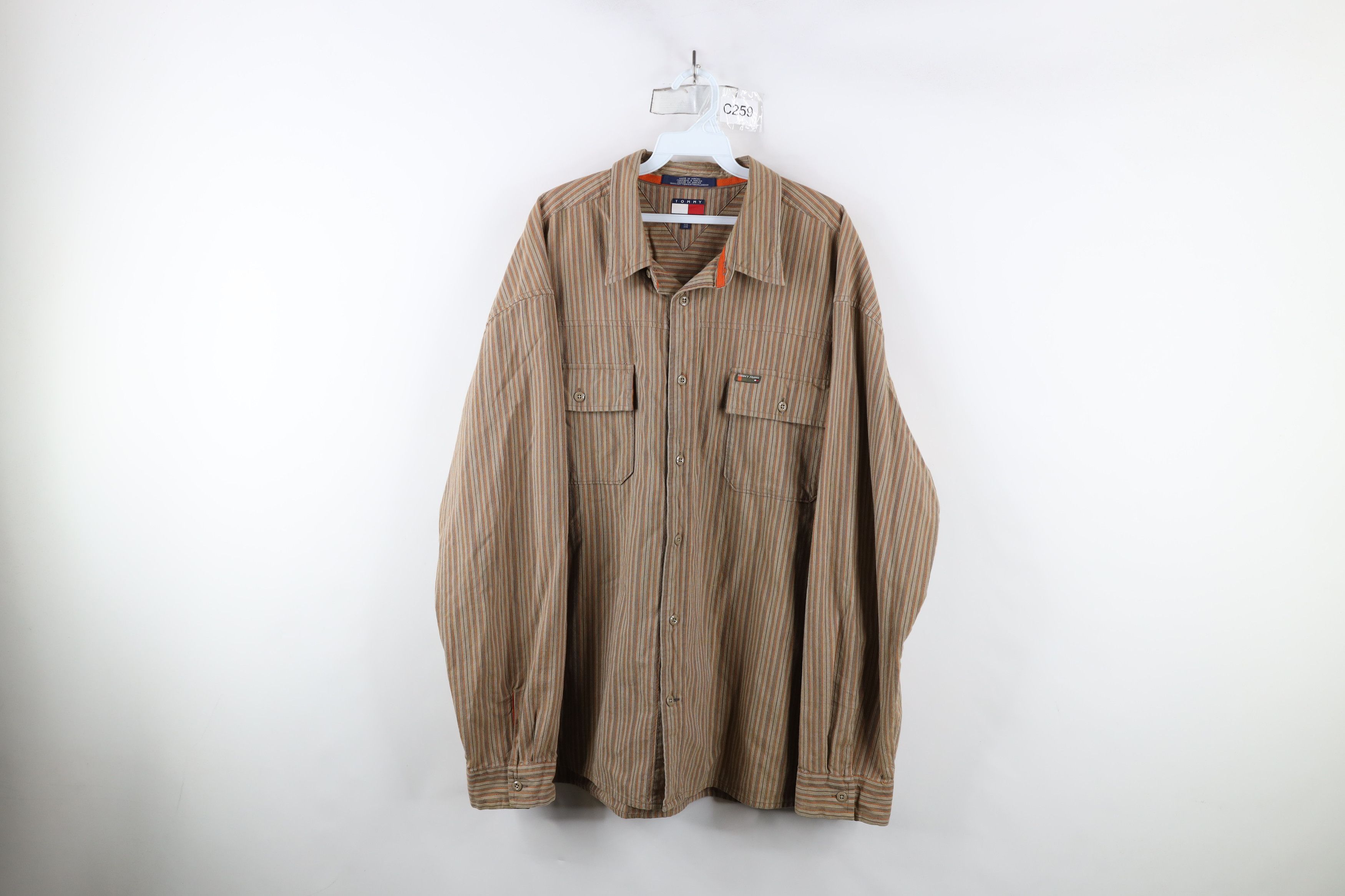 Tommy Hilfiger × Vintage Vintage 90s Tommy Hilfiger Heavyweight Striped Button Shirt Size US XXL / EU 58 / 5 - 1 Thumbnail