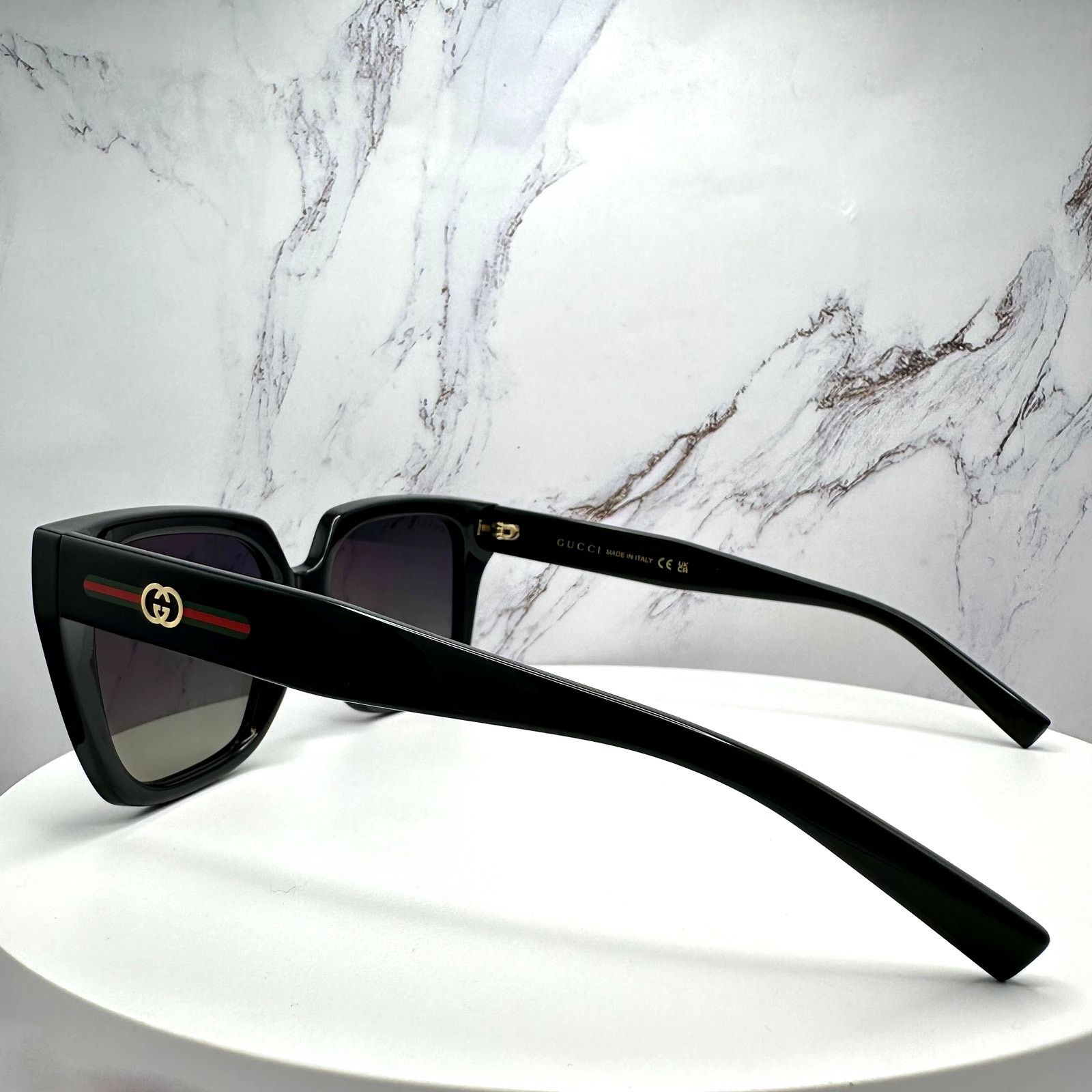 Gucci New GUCCI Sunglasses Black 54mm Square Gold GG Red Green Web Size ONE SIZE - 12 Thumbnail