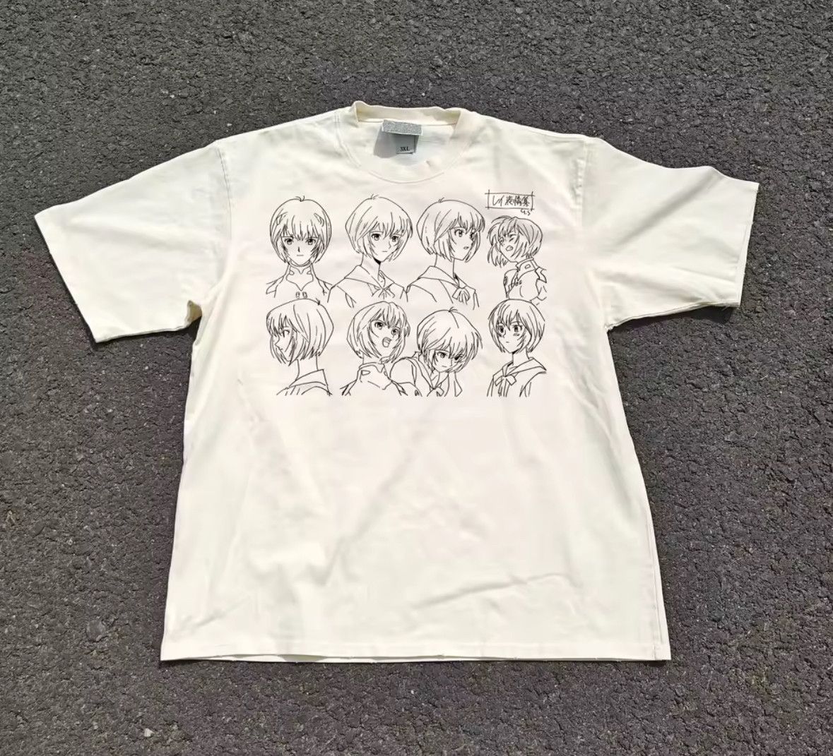 Japanese Brand Anime Ayanami Li Expression Collection Graphic White T-Shirt Size US XXL / EU 58 / 5 - 5 Thumbnail