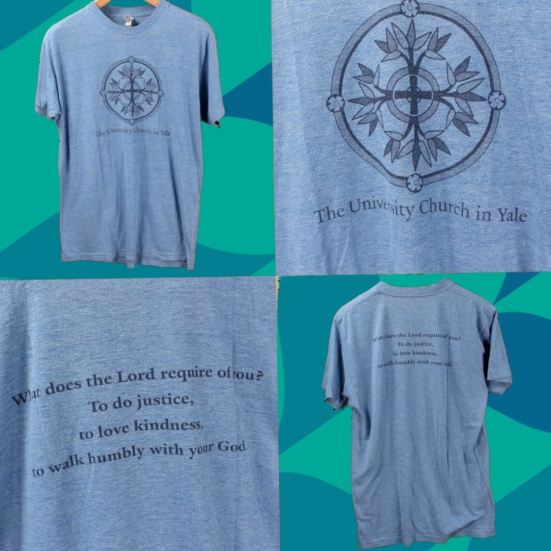 American Apparel VINTAGE American Apparel T-Shirt LARGE USA 00s y2k The Church in Yale University Mens Blue Size US L / EU 52-54 / 3 - 1 Thumbnail