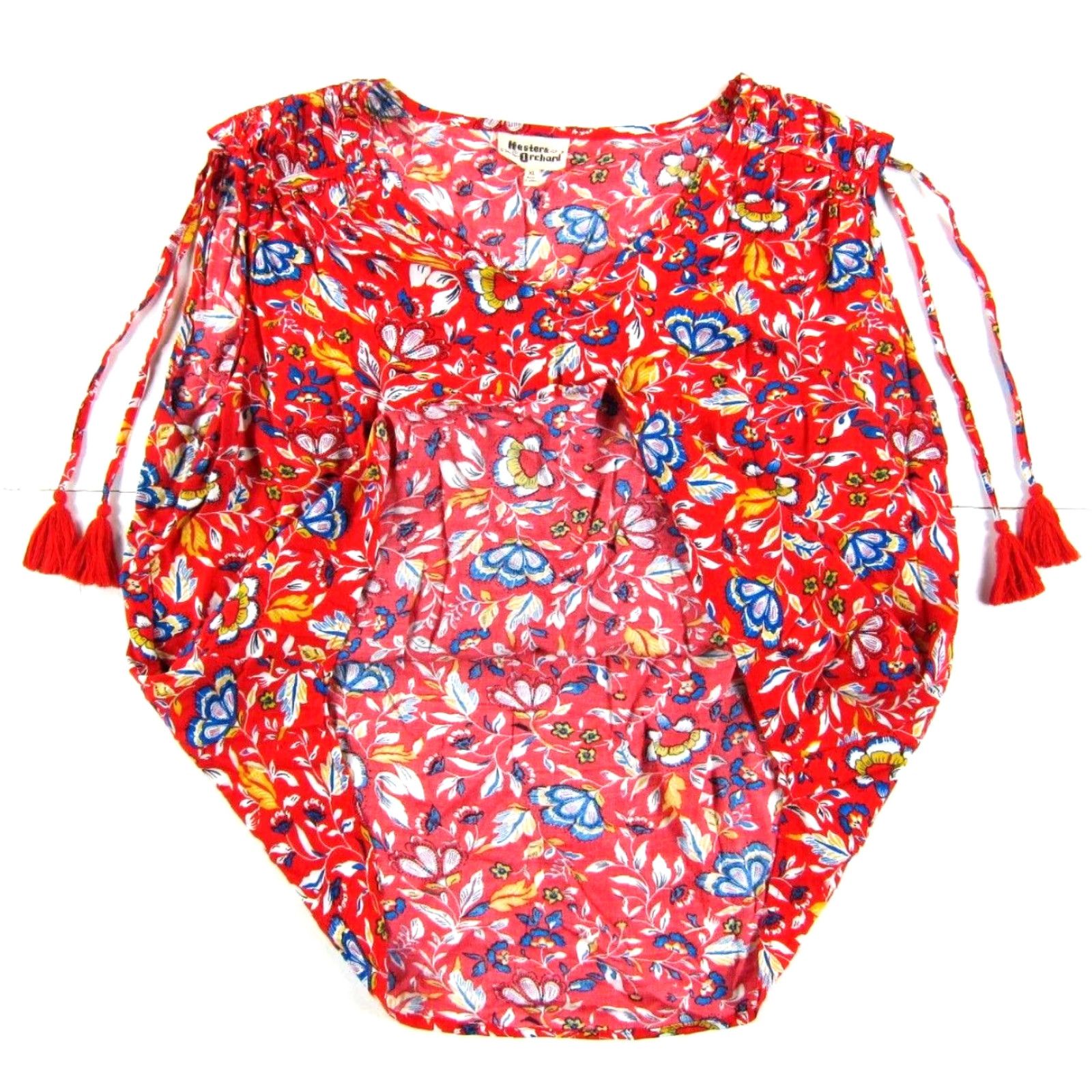 Anthropologie VINTAGE Hester & Orchard Anthropologie Rayon Red Blue Yellow Floral Sleeveless Blouse XL Size XL / US 12-14 / IT 48-50 - 5 Thumbnail