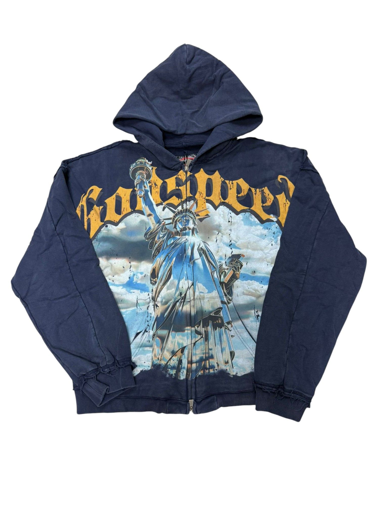 Godspeed Godspeed 'Chrome Liberty' Navy Wash Zip Up Hoodie Size US S / EU 44-46 / 1 - 1 Thumbnail