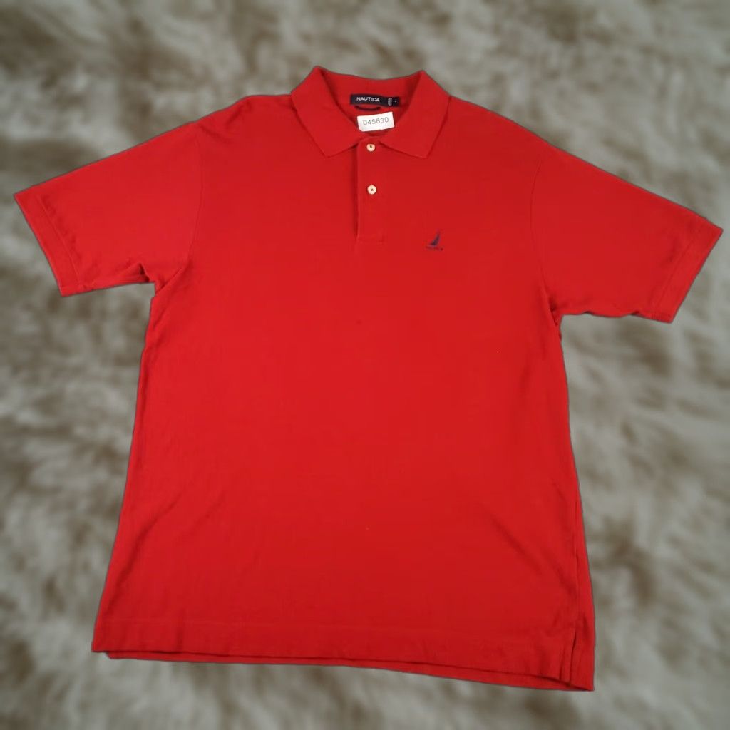 Nautica Nautica Polo Shirt Mens Large Red Casual Short Sleeve Adult Regular Fit Cotton Blend Logo Button Polo Shirt Men Red Large Size US L / EU 52-54 / 3 - 1 Thumbnail